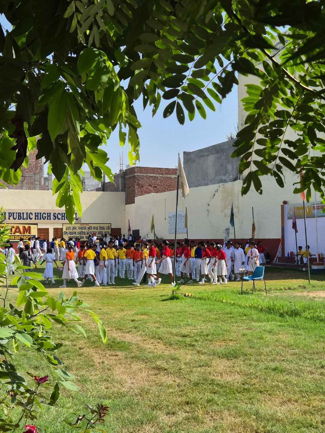 Uttam Public School students in the school grounds